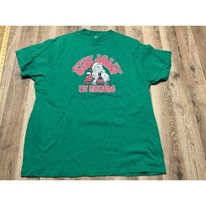 Holiday Shirt, Men's Large, Green Red White Santa Claus "Stay Jolly Friends"